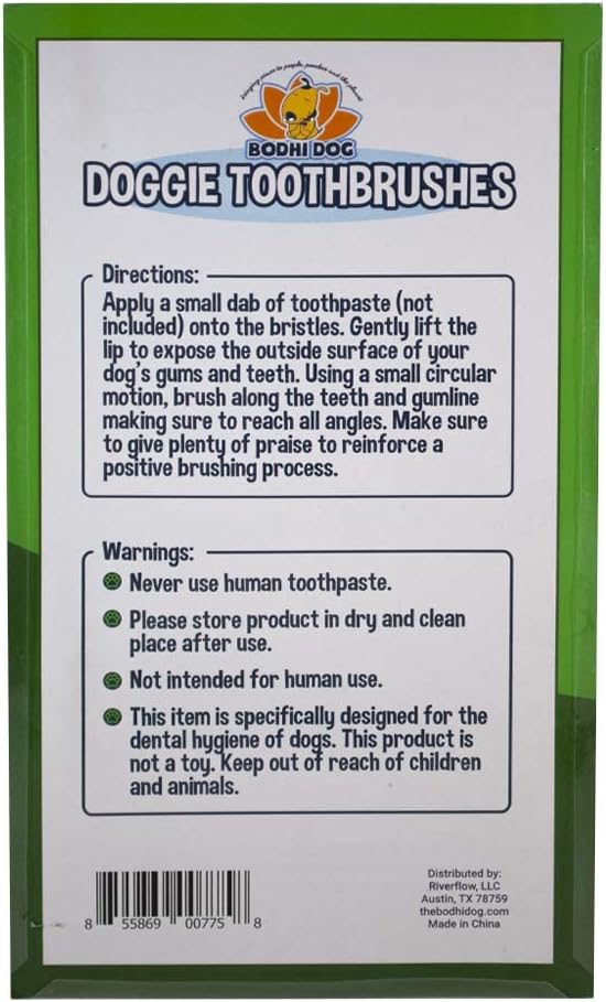 Bodhi Dog Dual-Headed Long Dog Toothbrush | Cat & Dog Toothbrush with Soft Bristles for Pet Dental Care | Easy Teeth Cleaning Pet Toothbrush, 8 Count