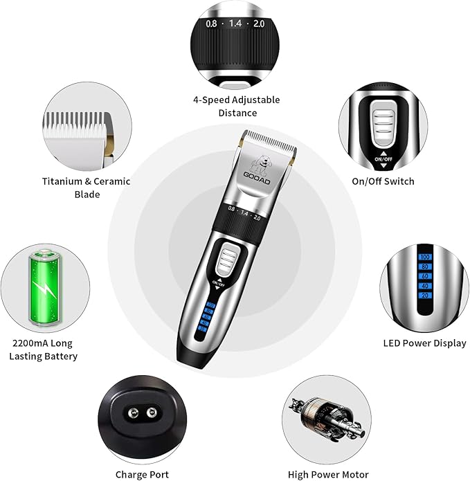 Cat Clippers for Matted Hair, Cat Grooming Kit, Cordless Cat Shaver for Long Hair, Low Noise Paw Trimmer, Cat Hair Trimmer for Grooming,Quiet Pet Hair Clippers Tools for Cats Dogs (Sliver)