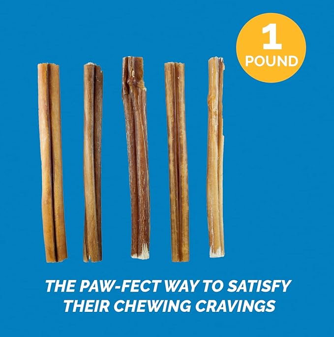 6 Inch Bully Sticks for Dogs (1 Pound Bag) 100% Natural Chews for Dogs & Puppies - Grass-Fed Free-Range Premium Beef Dog Chews - Bulk Dog Sticks Chew Dental Treats
