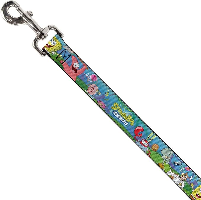 Buckle-Down Dog Leash Spongebob and Friends Logo 6 Feet Long 0.5 Inch Wide, Multi Color (DL-WSQ002-0.5-6FT)