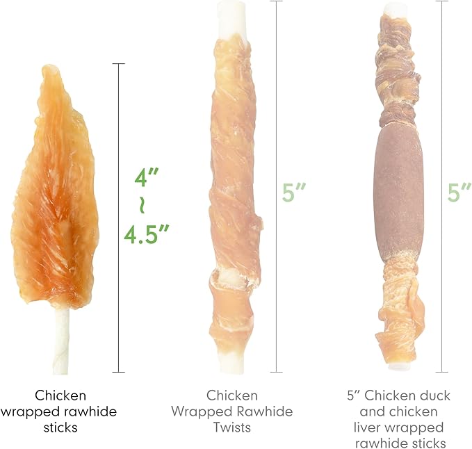 MON2SUN Dog Rawhide Twist 4-4.5 Inch Chicken Wrapped Rawhide Sticks for Puppy and Small Dogs, Promotes Dental Health Chicken Wings (18.34 Ounce -Pack of 1)