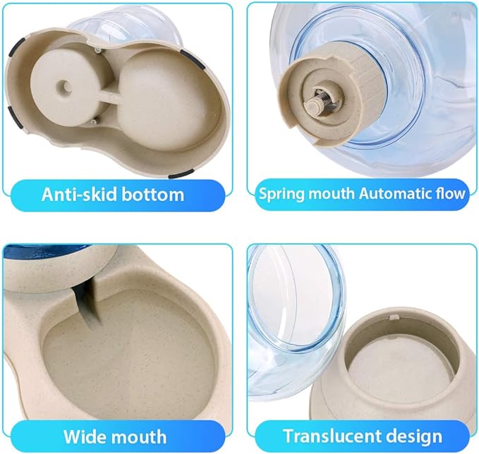 2 Pack Automatic Cat Feeder and Water Dispenser in Set Gravity Food Feeder and Waterer Pet Food Bowl for Small Medium Dog Pets Puppy Kitten Big Capacity 1 Gallon x 2