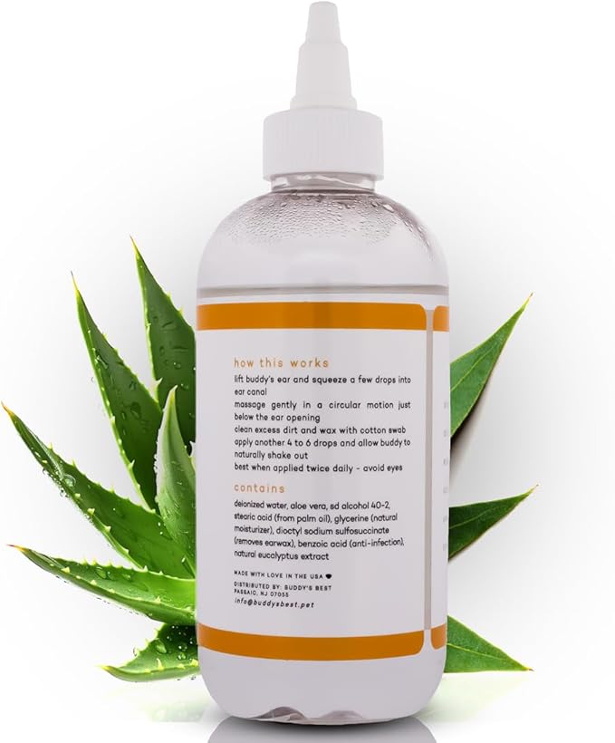 Buddy's Best, Dog Ear Cleaner Solution - for Pet and Puppy Ear Wax Cleaning - Anti Itch for Dogs Ears - 8oz, 240ml Dog Ear Cleaners