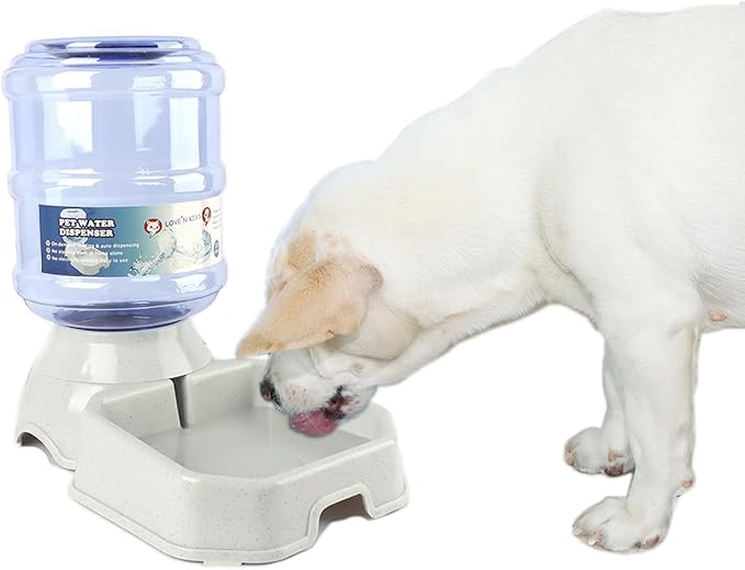 Automatic Dog Cat Water Dispenser,Gravity Multi Pet Drinking Fountain,Set with Pet Bowl for Medium Dog Puppy Kitten, 1 Gallon/ 3.8L Capacity (Waterer)