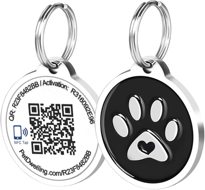 Smart NFC - QR Code Pet ID Tags - Dog Tags and Cat Tags: Instant Online Profile Access and Scan Location Email Alerts