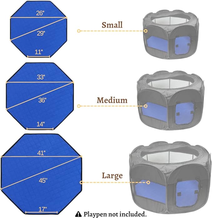 Dog Playpen Mat Pee Pad for Puppy Cat Octagon Shape Non-Slip Washable Whelping Pads Leakproof Potty Training Pads Reusable Absorption Pet Cage Liner - 2 Pack