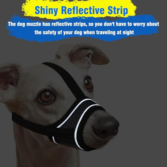 New Dog Muzzle, Breathable Drinkable Mesh Muzzle for Dogs,Anti Biting Barking Chewing,Grooming Muzzle for Dog with Anti-Drop Adjustable Anti-Drop &Shiny Reflective Strap in Night (Red, S)