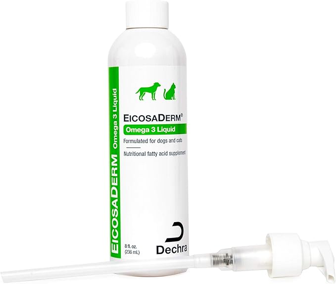 Dechra EicosaDerm Omega 3 Liquid for Dogs & Cats - Nutritional Fatty Acid Supplement, 8 Fl Oz (Pack of 1)