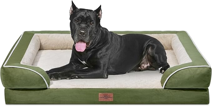 XXL Orthopedic Dog Bed for Extra Large Dogs, Orthopedic Foam Dog Beds Washable, Waterproof Dog Sofa Bed with Removable Cover & Non-Slip Bottom(XX-large,Light Green)