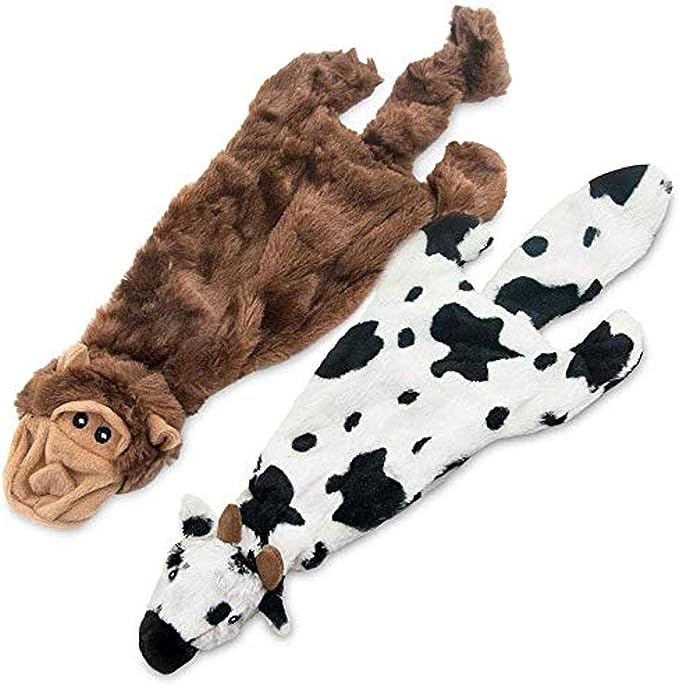 Best Pet Supplies Stuffing Free Squeaky Dog Toys for Small Dogs, Medium Dogs, and Large Dogs, Durable, Best Dog Chew Toy for Teething Puppy, Indoor Play - Cow, Monkey, Small