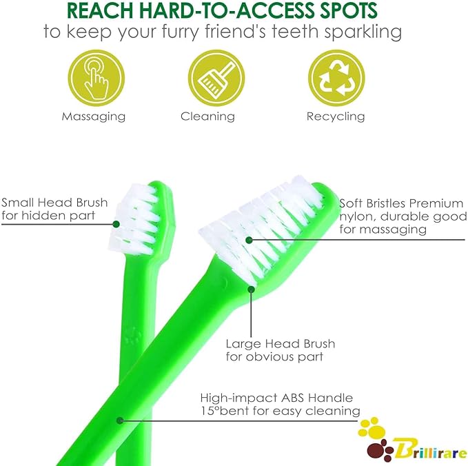 Dog Toothbrush Set of 12, Soft Silicone Finger Toothbrushes, Double Head Cat Teeth Cleaning & Dental Care for Small, Medium&Large Pets