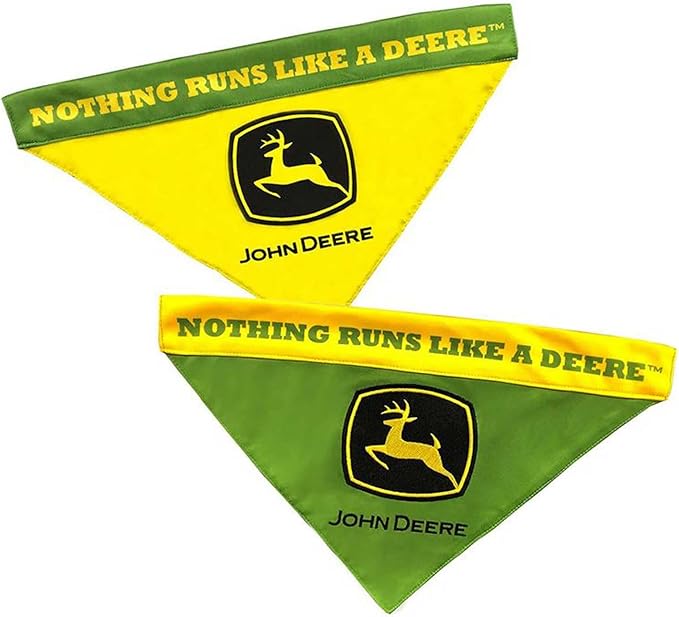 John Deere Reversible PET Bandana for Dogs & Cats, Cute & Stylish Bandana for Pets. Best Bandana for Construction, Tractors, John Deere Fans! Size: Large-Extra Large. Best Collar-Pull-Through Bandana