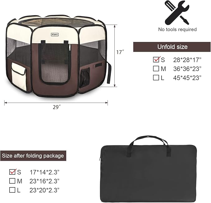 Portable Pet Playpen,Dog Playpen Foldable Pet Exercise Pen Tents for Dogs/Cats/Rabbits/Pets,Cat Playpen Indoor/Outdoor Travel Camping Use with Carry Case