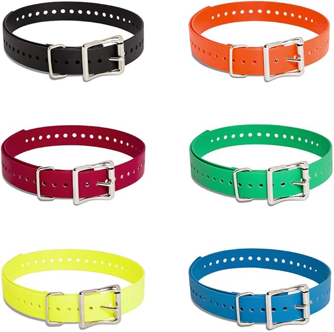 SportDOG Brand 1 Inch Collar Straps - Waterproof and Rustproof - Tightly Spaced Holes for Proper Fit - Black