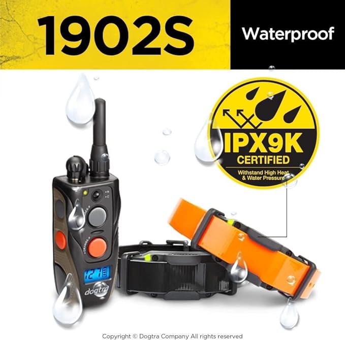Dogtra 1902S Ergonomic 3/4-Mile IPX9K Waterproof High-Output 2-Dog Remote Dog Training E-Collar