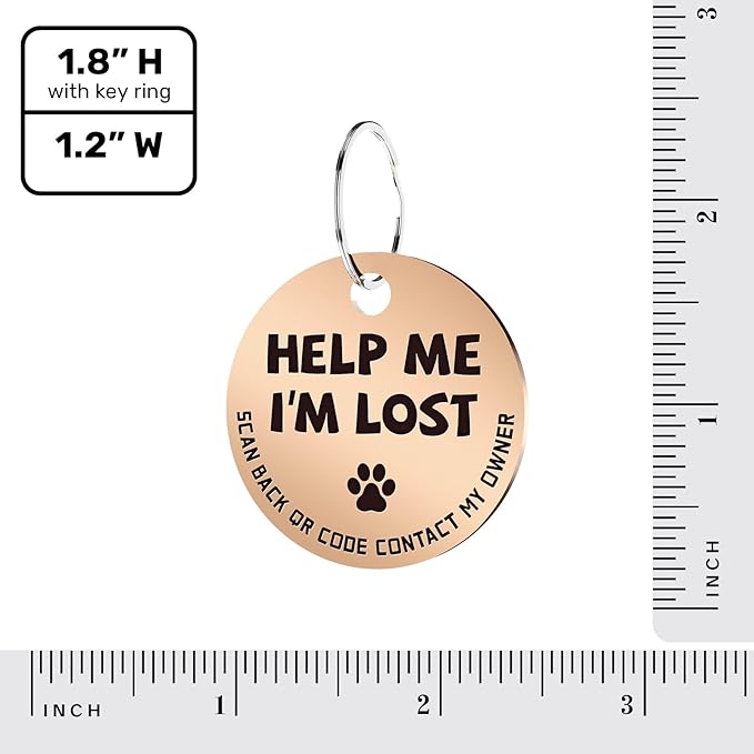 MYLUCKYTAG Stainless Steel QR Code Pet ID Tags Dog Tags - Pet Online Profile - Scan QR Receive Instant Pet Location Alert Email