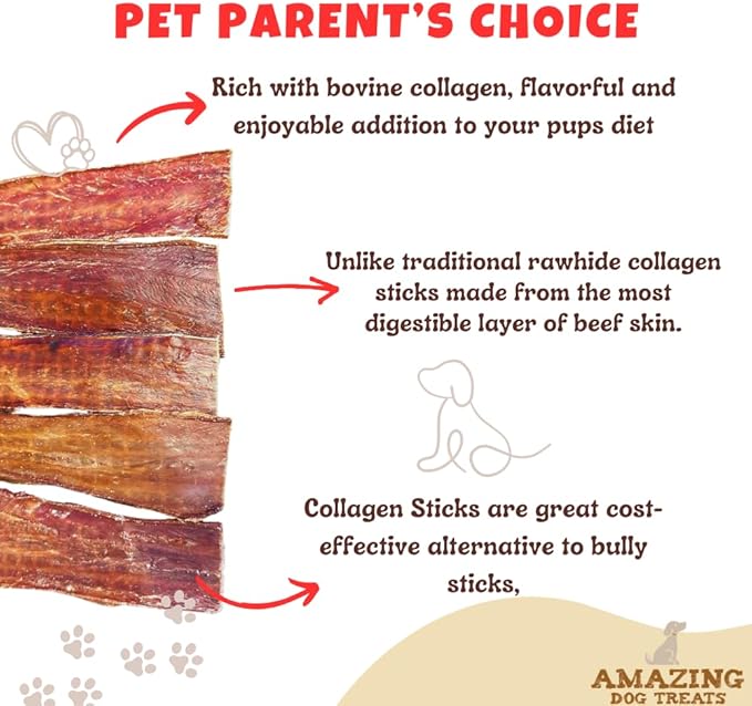Amazing Dog Treats - Beef Esophagus Jerky for Dogs (6 Inch - 25 Pc/Pack) - Beef Gullet Dog Chews - Beef Esophagus Dog Treats
