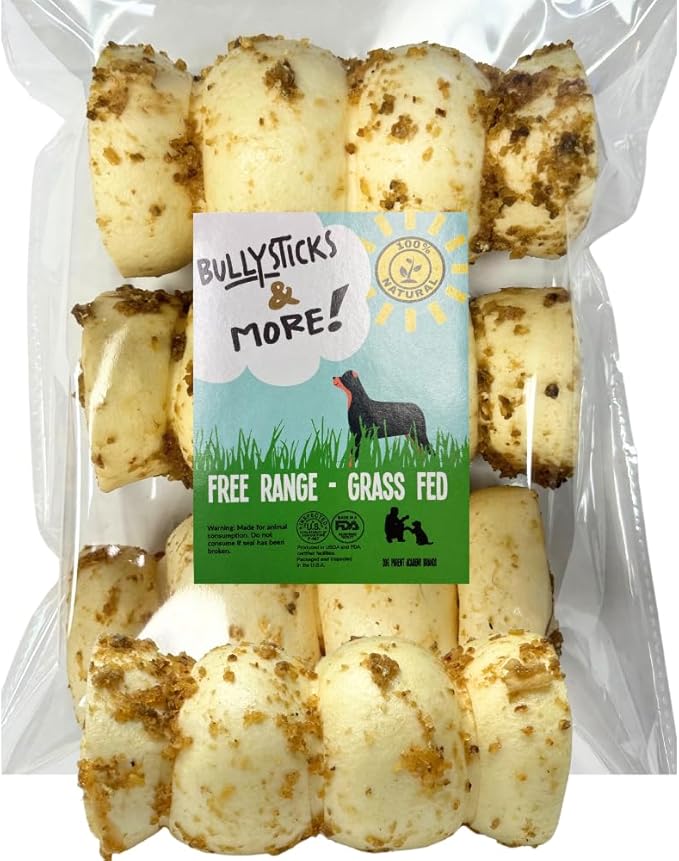 BULLYSTICKS & MORE 5-6" Beef Cheek Rolls for Dogs (Bully Bites Dusted - 3 Count) - Beef Cheek Bones for Dogs - Dog Parents Choice - Premium No Hide Rolls