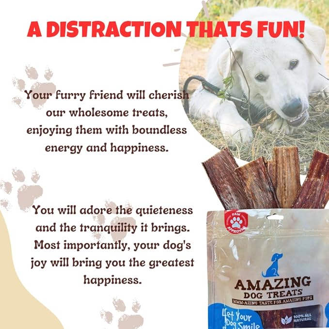 Amazing Dog Treats - Beef Esophagus Jerky for Dogs (6 Inch - 25 Pc/Pack) - Beef Gullet Dog Chews - Beef Esophagus Dog Treats