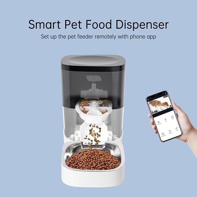 Pet Camera Treat Dispenser, Automatic Cat Feeders with Camera, Automatic Pet Feeder for Cats and Small Dogs with Night Vision Two Way Audio and Video (Support 2.4GHz Wi-Fi only, No Suscription Fee)