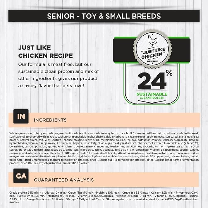 Nature's HUG Toy and Small Breed Senior Dry Dog Food, 5 lb., Non-GMO, Low Calorie Weight Management Support, Hypoallergenic and Grain Free, Just Like Chicken Recipe, Ages 10+