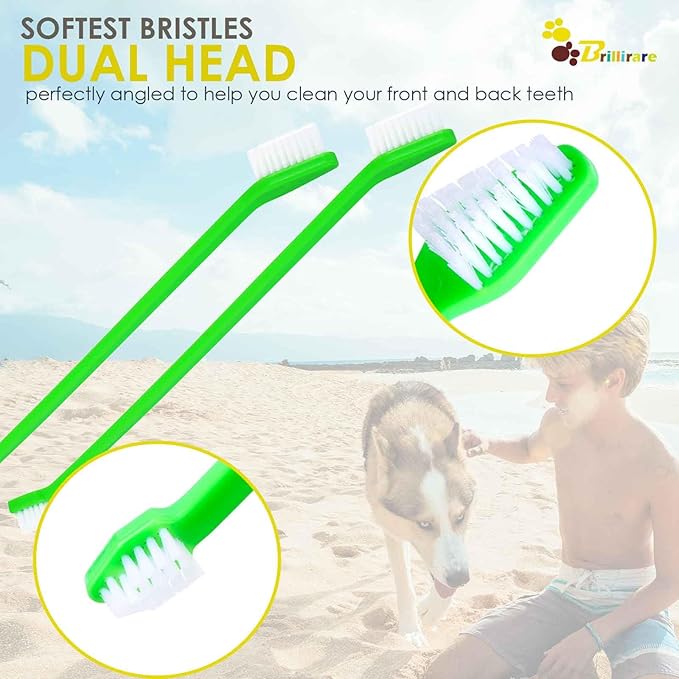 Dog Toothbrush Set of 12, Soft Silicone Finger Toothbrushes, Double Head Cat Teeth Cleaning & Dental Care for Small, Medium&Large Pets