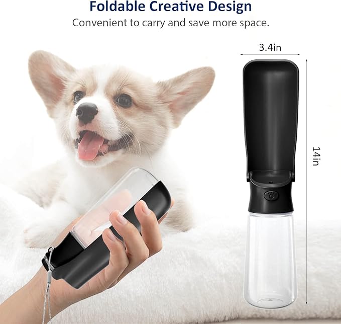 WePet Foldable Portable Dog Water Bottle Puppy Water Dispenser with Drinking Feeder, 19 OZ, High-temperature Resistant Leak Proof for Pets Outdoor Walking, Hiking, Travel, Food Grade Plastic BPA Free
