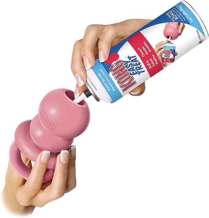 KONG Puppy Binkie - Pacifier Dog Toy for Puppies - Stuffable Chew Toy for Puppy Playtime - Durable Natural Rubber Dog Treat Toy for Teething Puppy - for Small Puppies - Pink