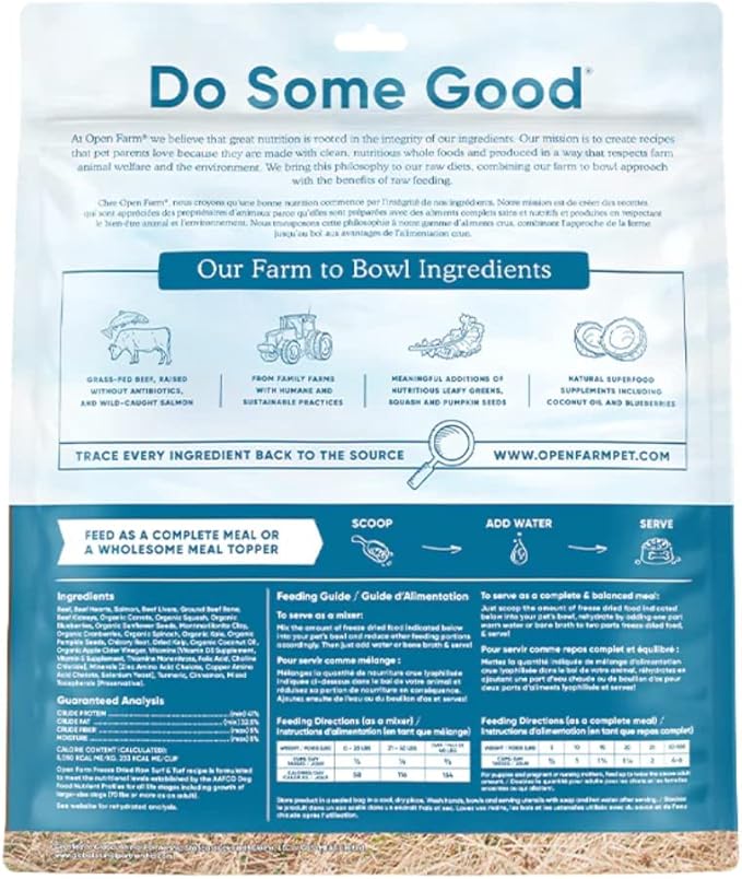 Open Farm Freeze Dried Raw Dog Food, Humanely Raised Meat Recipe with Non-GMO Superfoods and No Artificial Flavors or Preservatives (13.5 Ounce (Pack of 1), Surf & Turf Recipe)
