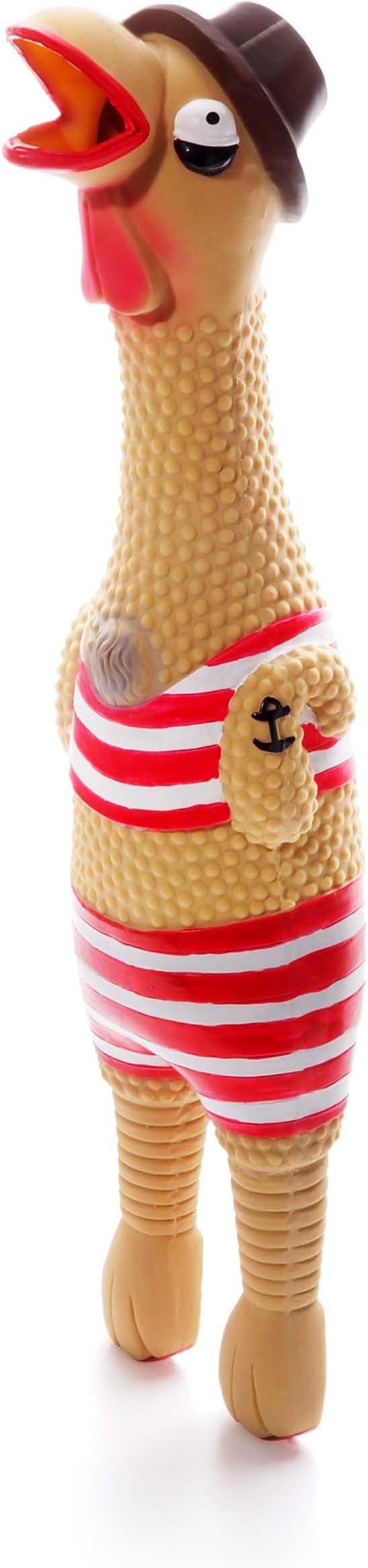 Charming Pet Squawkers Grandpa Gimpy Latex Rubber Chicken Interactive Dog Toy, Large