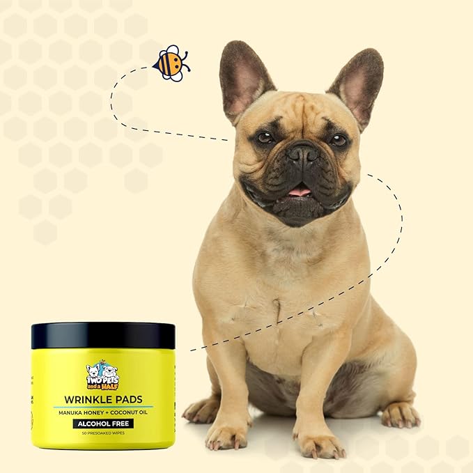 Wrinkle Wipes for English Bulldog,French Bulldog,Pug(Alcohol Free)- Dog Face Wipes For Wrinkles,Tail Pockets- Wrinkle Wipes Frenchie Bulldog. Say Bye to Rash Using It With Wrinkle Paste For Bulldogs