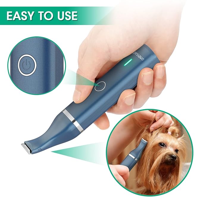 oneisall Dog Clippers with Double Blades,Cordless Small Pet Hair Grooming Trimmer,Low Noise for Trimming Dog's Hair Around Paws, Eyes, Ears, Face, Rump (Teal)