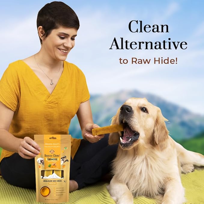 Dogsee Turmeric Flavor Himalayan Yak Cheese Dental Chews for Dogs (Medium - 2 Chews) | Anti-inflammatory | Made in Himalayan Regions | Premium Yak Cheese Dental Chews