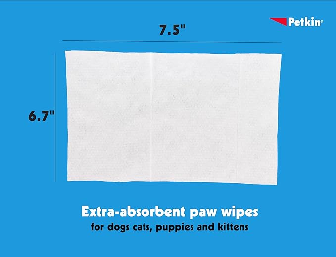Paw Wipes Plus, 100 Orange Scented Wipes - Absorbent Pet Paw Wipes Remove Daily Dirt & Odors - Enriched with Paw Balm Protectant - Easy to Use Pet Wipes for Dogs, Cats, Puppies & Kittens