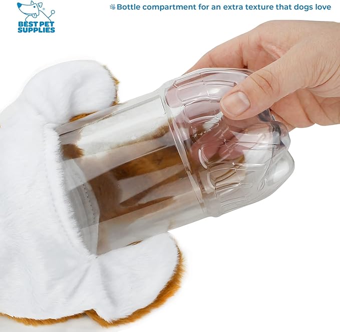Best Pet Supplies Stuffing Free Squeaky Dog Toys for Small Dogs, Medium Dogs, and Large Dogs, Durable, Best Dog Chew Toy for Teething Puppy, Indoor Play, Holds Plastic Bottle - Fox, Medium