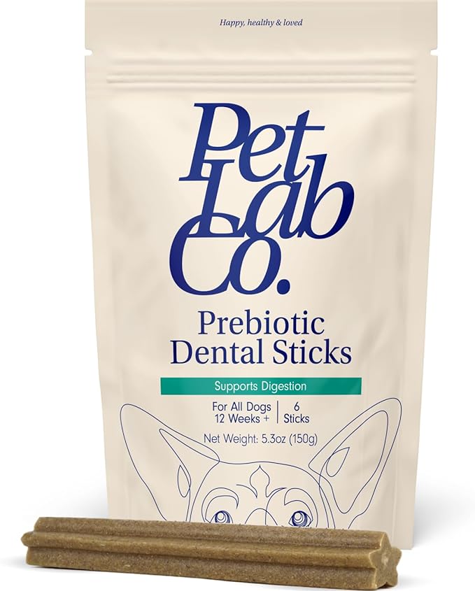 Petlab Co. Dental Sticks – Dog Dental Chews -Target Plaque & Tartar Build-Up at The Source - Designed to Maintain Your Dog’s Oral Health, Keep Breath Fresh and Provide Digestive Help (6 Sticks)