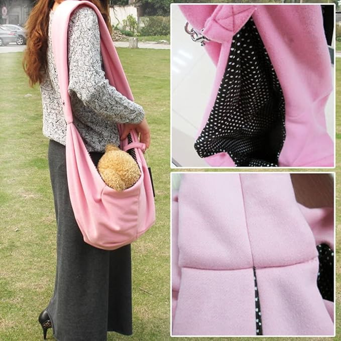 Small Dog Cat Sling Carrier,Hands Free Reversible Pet Carriers Bag,Pet Carrier Shoulder Crossbody Pet Slings Suitable for Puppy, Small Dogs, and Cats for Outdoor Travel (Pink)