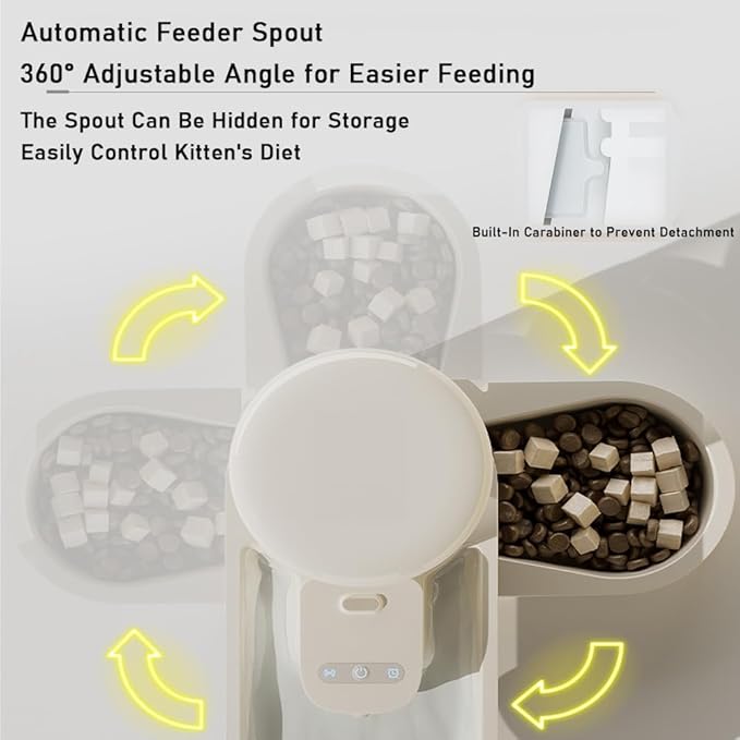 Marchul Wireless Pet Fountain and Gravity Auto Feeder Set, 67 oz(2L) Non-Leakage Silent Pet Fountain with Multi-Angle Auto Cat Feeder, Motion Sensor Pet Fountain Dual Mode, with Filter, Charger