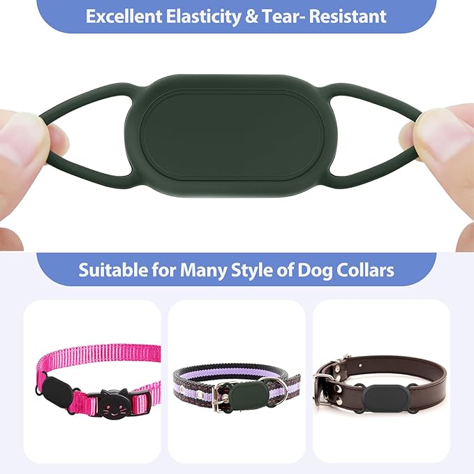 2 Pack Dog Collar Holder for SmartTag2, Waterproof Silicone Case for Pet Cat, Anti-Lost Scratch Resistant Protective Cover Accessory for Smart tag2 (Blue,Pink)