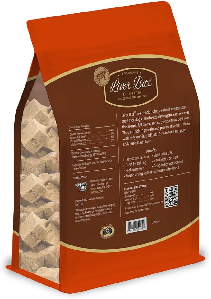 Freeze Dried Premium Training Treats for Dogs - Low Calorie - All Natural - Pure Beef Liver - No Additives or Preservatives - Made in The USA - 16-oz