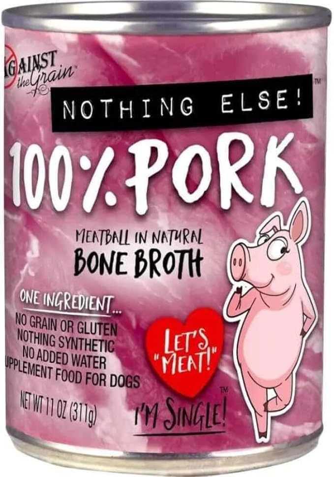 Against The Grain Nothing Else Grain Free One Ingredient 100% Pork Canned Dog Food, 11 oz, Case of 12 (12 Items)