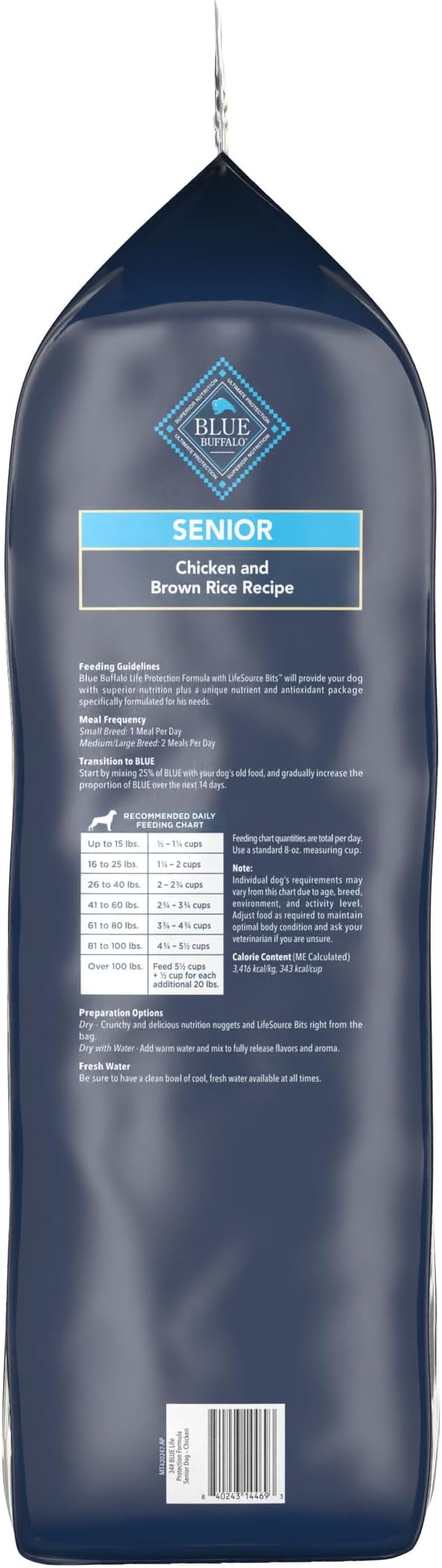 Blue Buffalo Life Protection Formula Natural Senior Dry Dog Food, Chicken and Brown Rice 34-lb