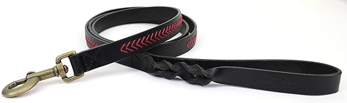Rawlings | Baseball Stitch Leather Dog Leash | 5 Ft. | Multiple Colors