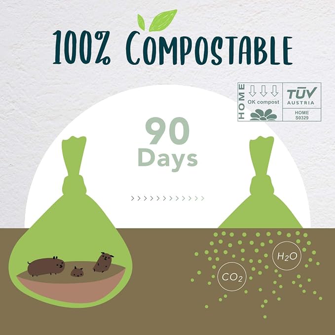 60 Count Compostable Dog Poop Bags, Extra Thick, Leak Proof, Unscented, Eco-Friendly, 9 x 13 Inches