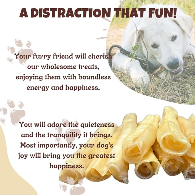 Amazing Dog Treats - Large Collagen Stick - (6 Inch - 100 Count) - Collagen Beef Cheek Rolls for Dogs - 100% Pure Collagen Sticks for Dogs - No Hide Bones for Dogs