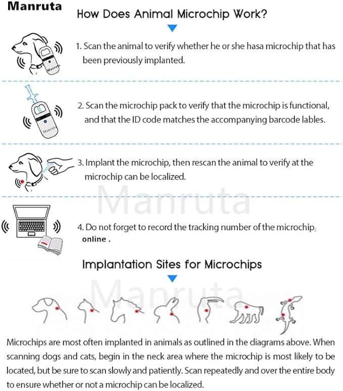 100 pack Pet ID Microchip for Dogs and Cats Identification and Registration 1.4X8 MM 134.2Khz ISO 111784/5