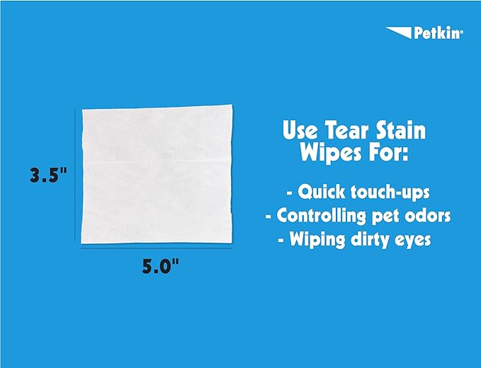 Petkin Pet Eye Wipes, 30 Moist Wipes - Gentle Eye Cleaning Wipes Remove Dirt, Discharge, & Tear Stains - Super Convenient Pet Wipes for Dogs, Cats, Puppies & Kittens - Ideal for Home or Travel