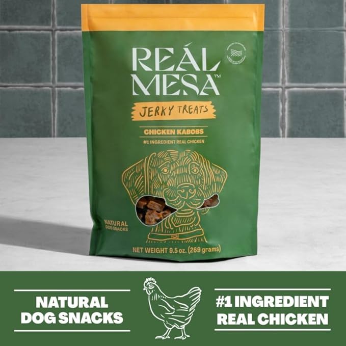 Real Mesa Chicken Kabob Treats for Dogs - Dog Jerky - All-Natural, High-Protein Chicken Dog Treats - Delicious & Healthy Dog Chicken Jerky Snacks (9.5oz)