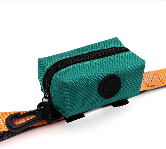 SLSON Pet Waste Bag Dispenser Zippered Pouch,Portable Dog Poop Bag Holder Leash Attachment Lightweight Fabric Bags (Green)