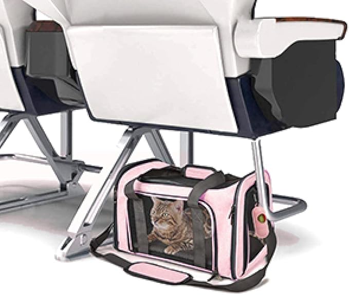 Cat Carrier Dog Carrier Pet Carrier Cat Bags for Small Medium Cats Dogs Puppies of 15 Lbs,of Airline Approved Small Dog Bag Soft Sided,Collapsible Travel Puppy Carrier (Large, Pink)